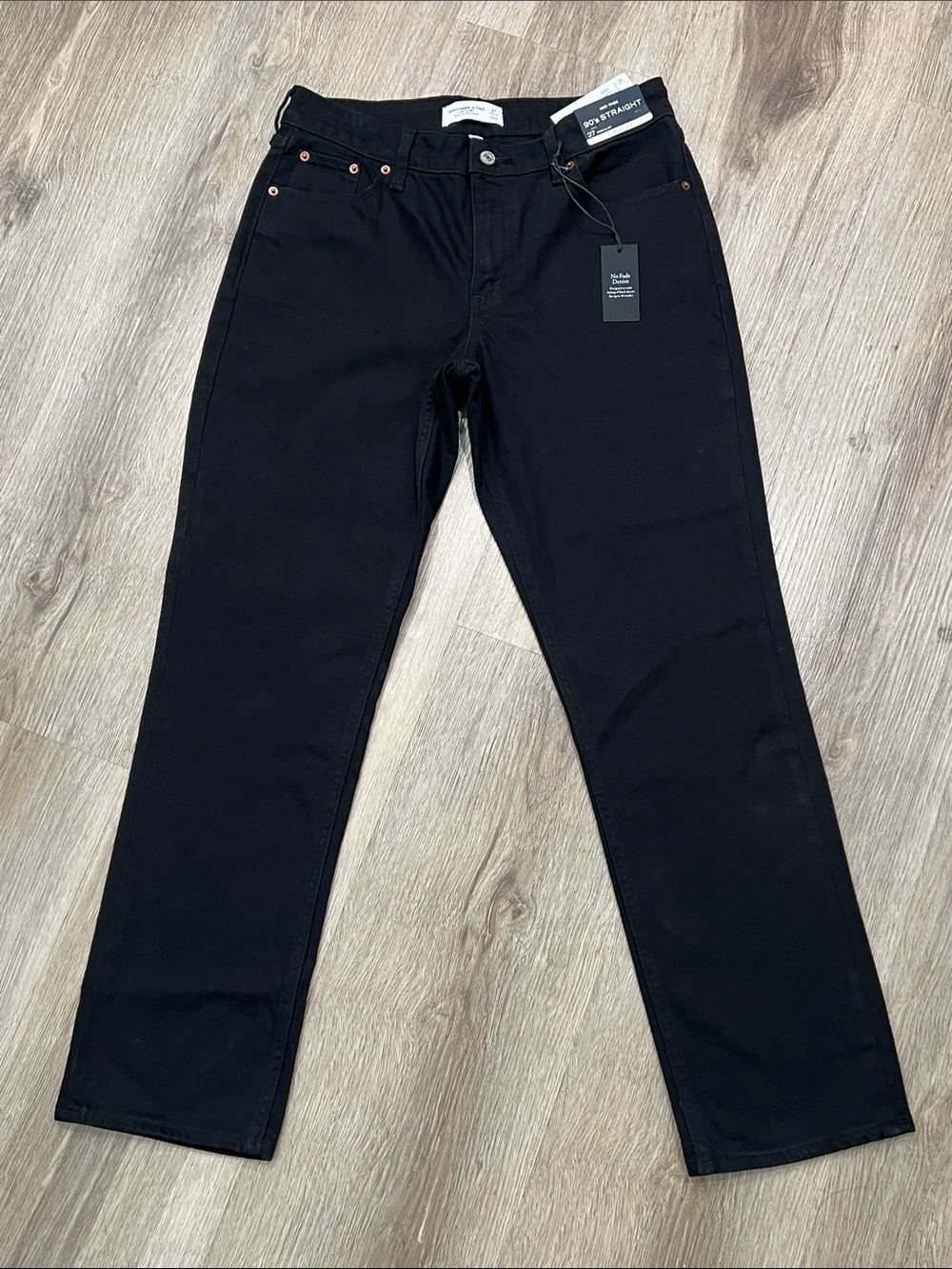 Abercrombie & Fitch Black Mid Rise 90s Straight Curve Love Jeans